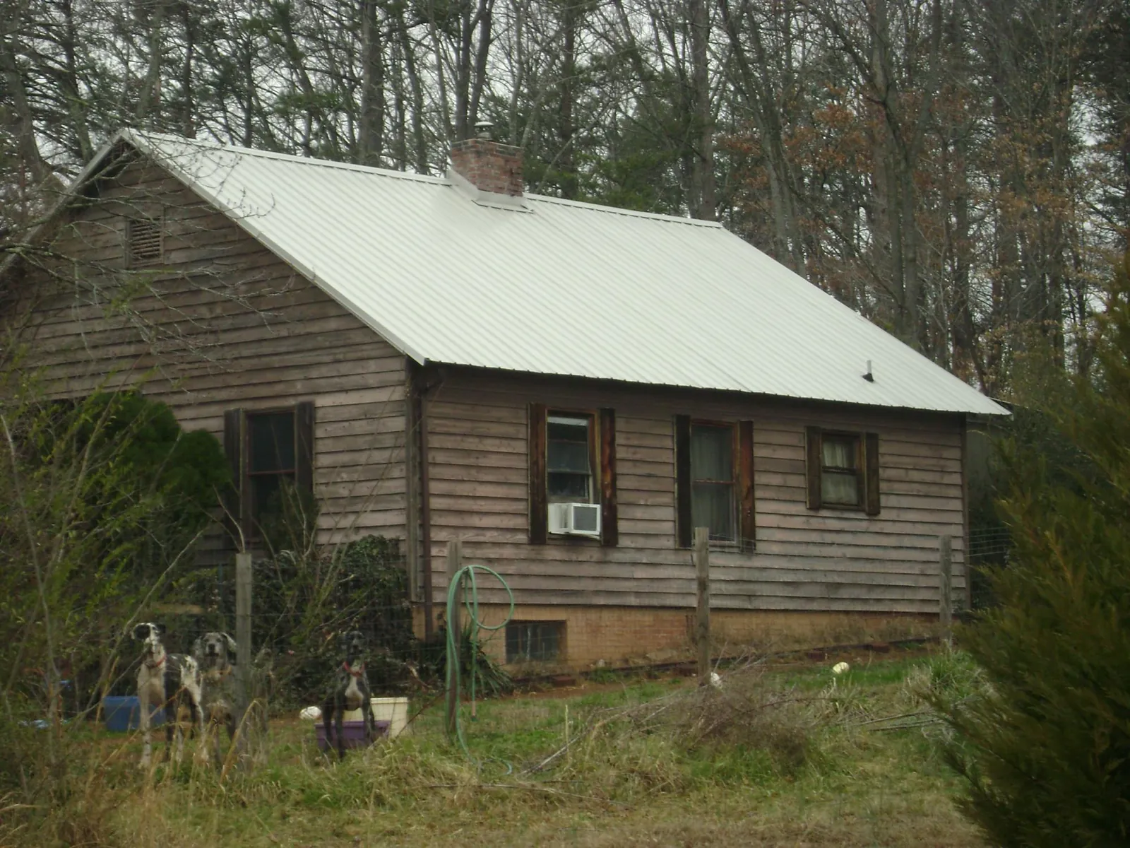 White metal roof on an old wood sided farmhouse, from a Asphalt Shingle Roof Repair job in Meadow Valley